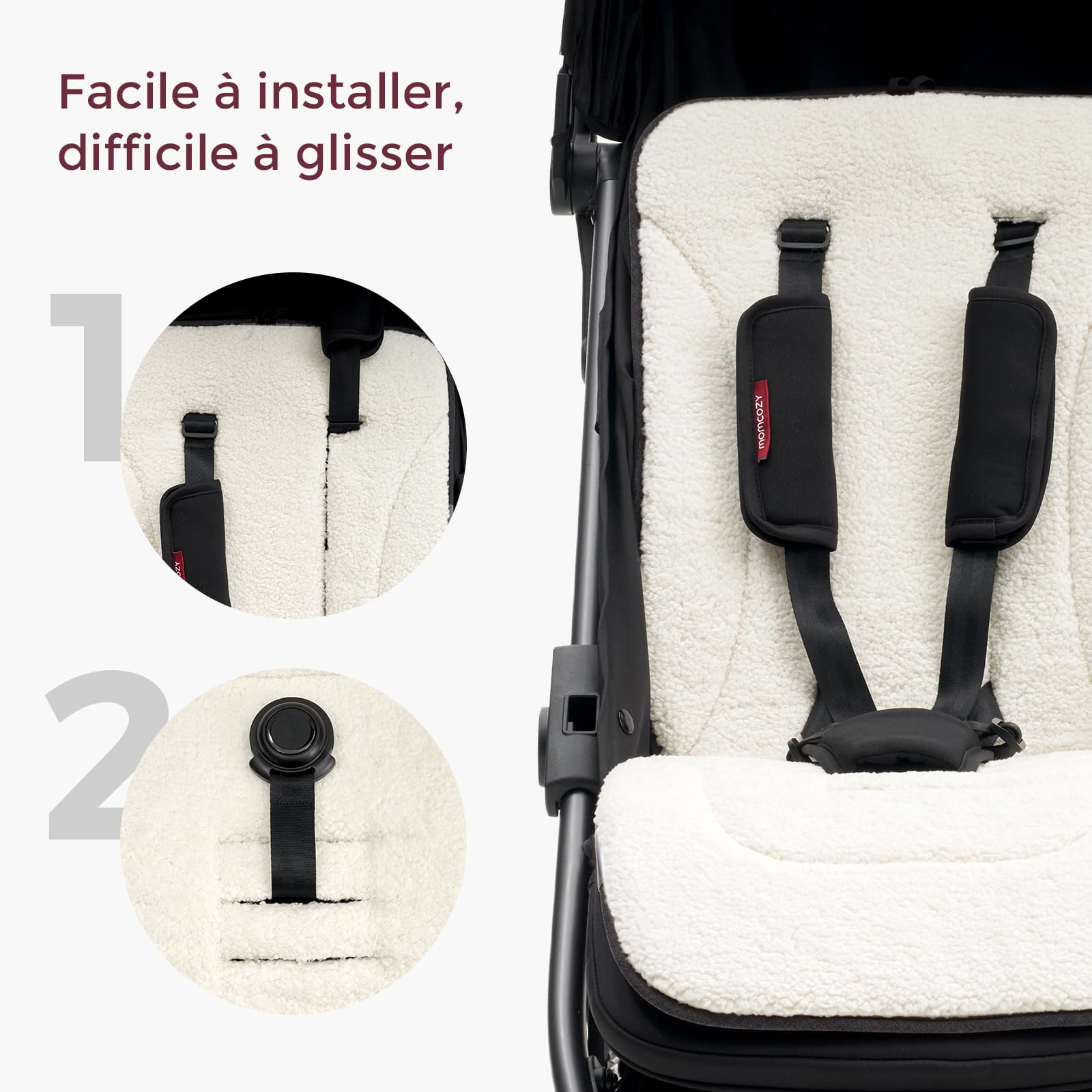 Momcozy Housse de Siège Réversible pour Poussette, Housse de Siège Universelle et Respirante, Accessoire de Poussette Chaud pour l’Hiver, Coussin de Siège pour Berceau/Porte-Bébé
