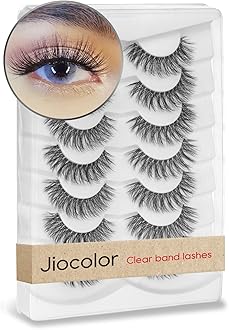 Natural Lashes False Eyelashes Wispy Natural Faux Mink Lashes Jiocolor 7 Pairs Light Volume Fake Eye Lashes DJ-15