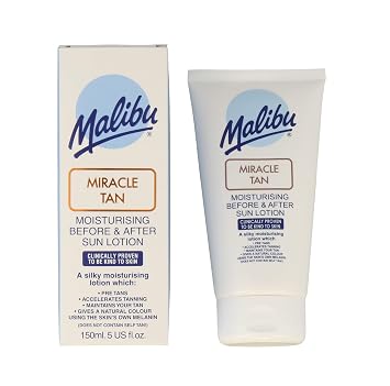 Malibu Miracle Tan Extender Lotion - After Sun Lotion & Deep Bronzing Enhancer, Hydrating Body Moisturizer with Aloe Vera & Vitamin E, Boosts Melanin, Summer Vacation Essential, Made in UK, 5 Fl Oz