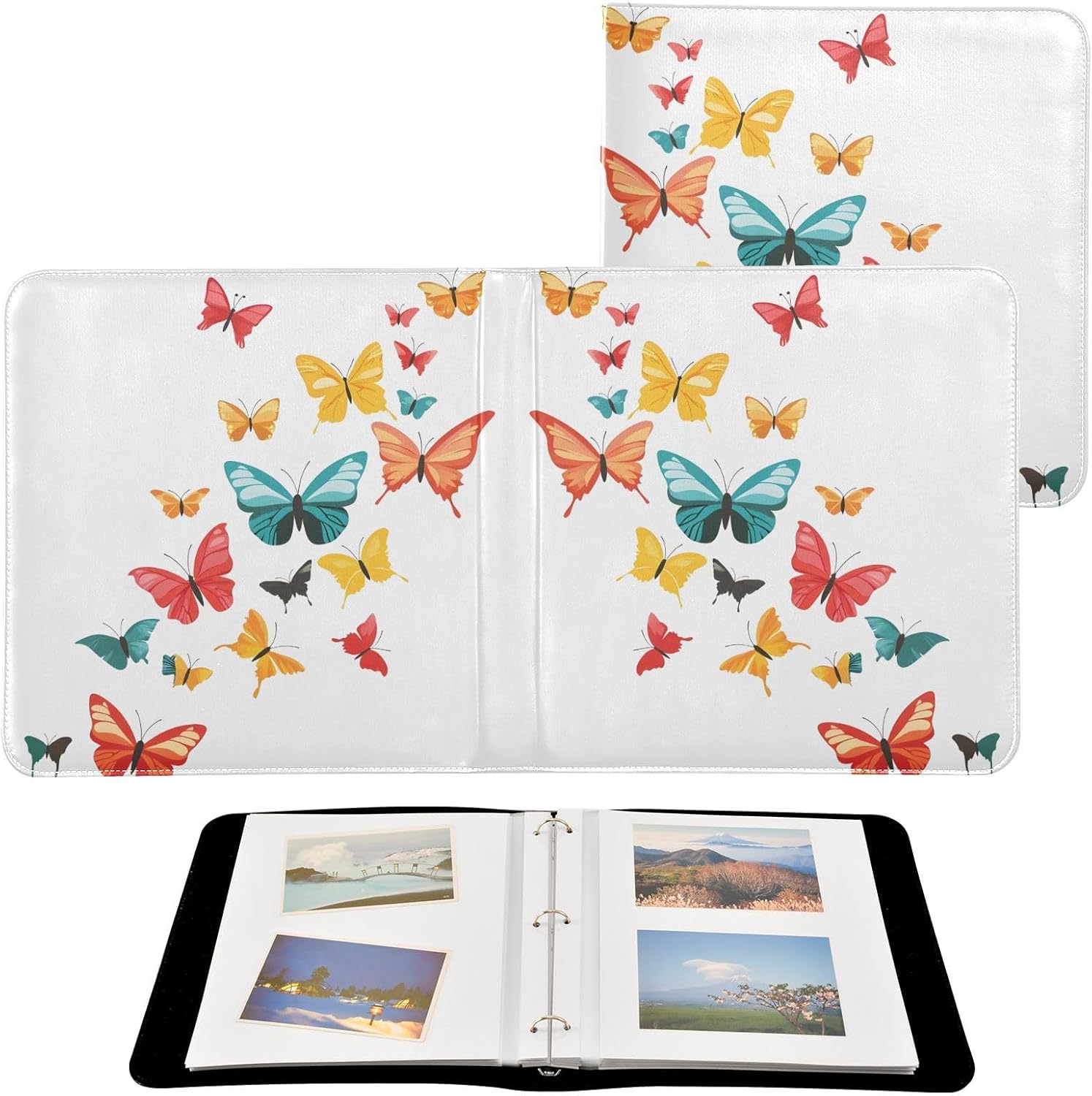 Colorful Butterflie Large Scrapbook Album 20 Sheets Leather Photo Albums -Adhesive DIY Design Album for Photos & Arts and Crafts Projects 20860822s
