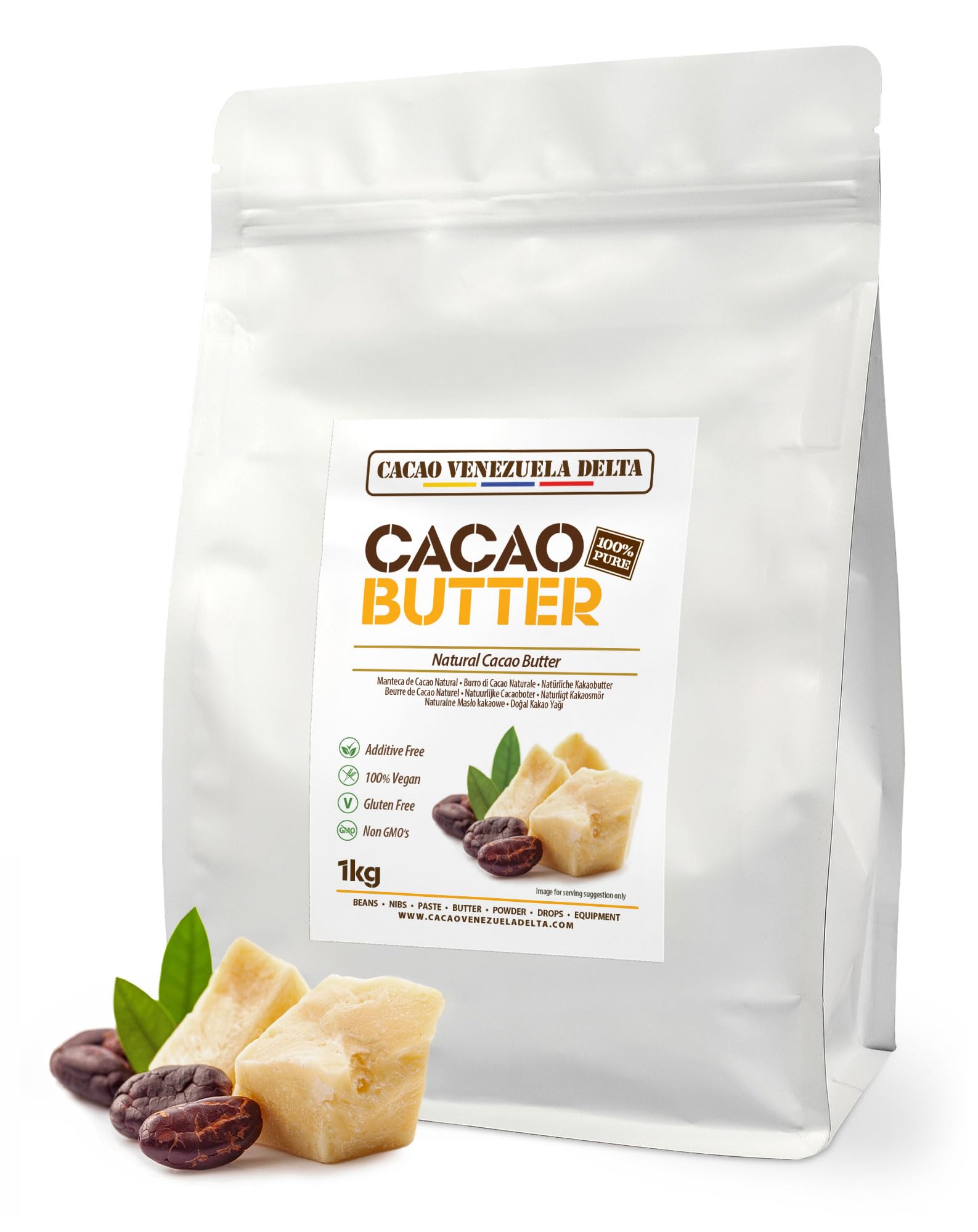 Manteca De Cacao 100% - Tipo Natural - Bolsa 1kg - Calidad Extra - Cacao Venezuela Delta
