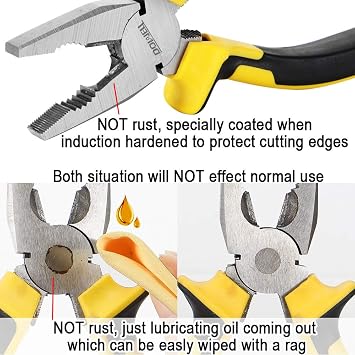 DOWELL Lineman's Pliers, Wire Cutter Heavy Duty, 6 Inch