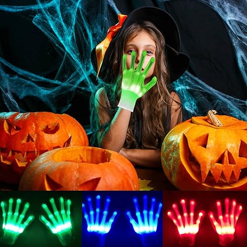 Miniatura 8 de ONEREED Cool Toys - Guantes LED de 12 colores, guantes con luz intermitente, juguetes para niños y niñas de 8 a 12 años, regalos para Halloween,