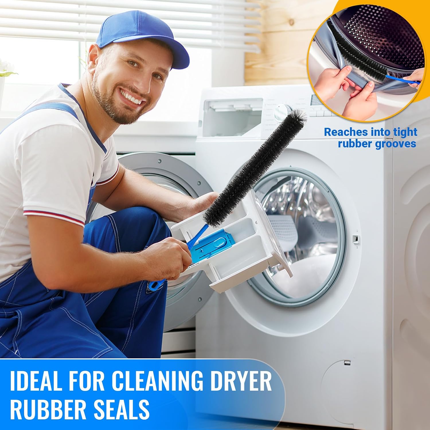 5 Pack Dryer Vent Cleaner Kit, Extra Long Flexible Brushes for Lint, Pet Hair & Dust, Refrigerator Coils, Home Washers, Sinks & Drains image 3
