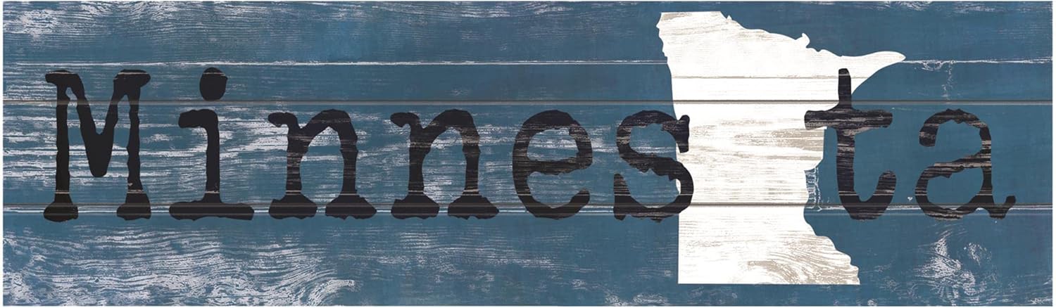 Young's Inc Wood Minnesota Wall Sign - 36'' x 11'' - Blue