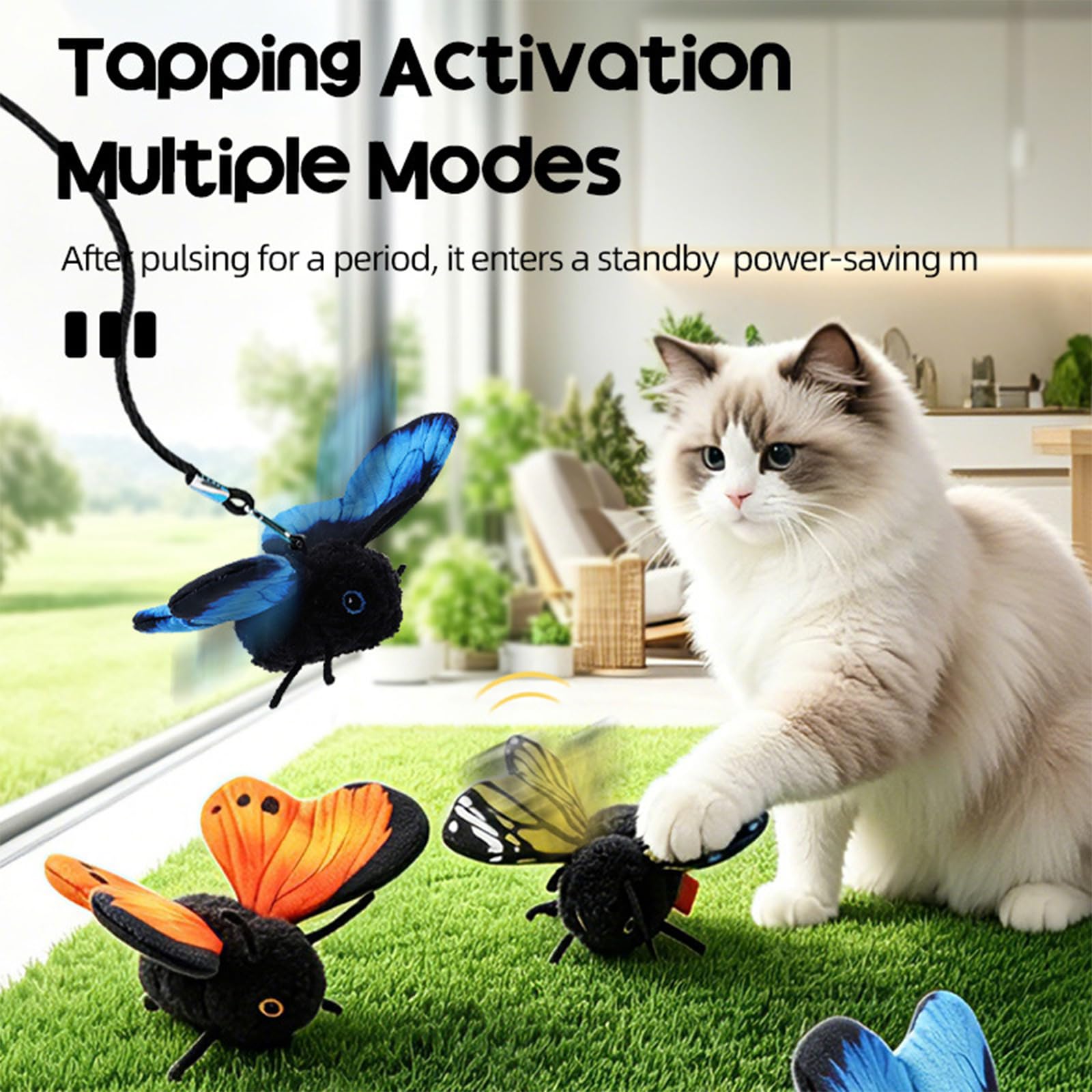Intelligentes, auf den Flügeln Schlagendes Schmetterlingsspielzeug, Interaktives Katzenspielzeug mit Aufhängung Katzenminze, Spielzeug Katzen Selbstbeschäftigung, Automatische Flügelbewegung，3Pcs
