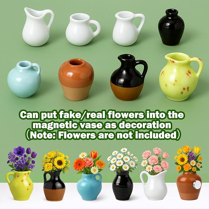 Juego de 8 Imanes de Vase Miniatura de Cerámica para Refrigerador miniatura 6