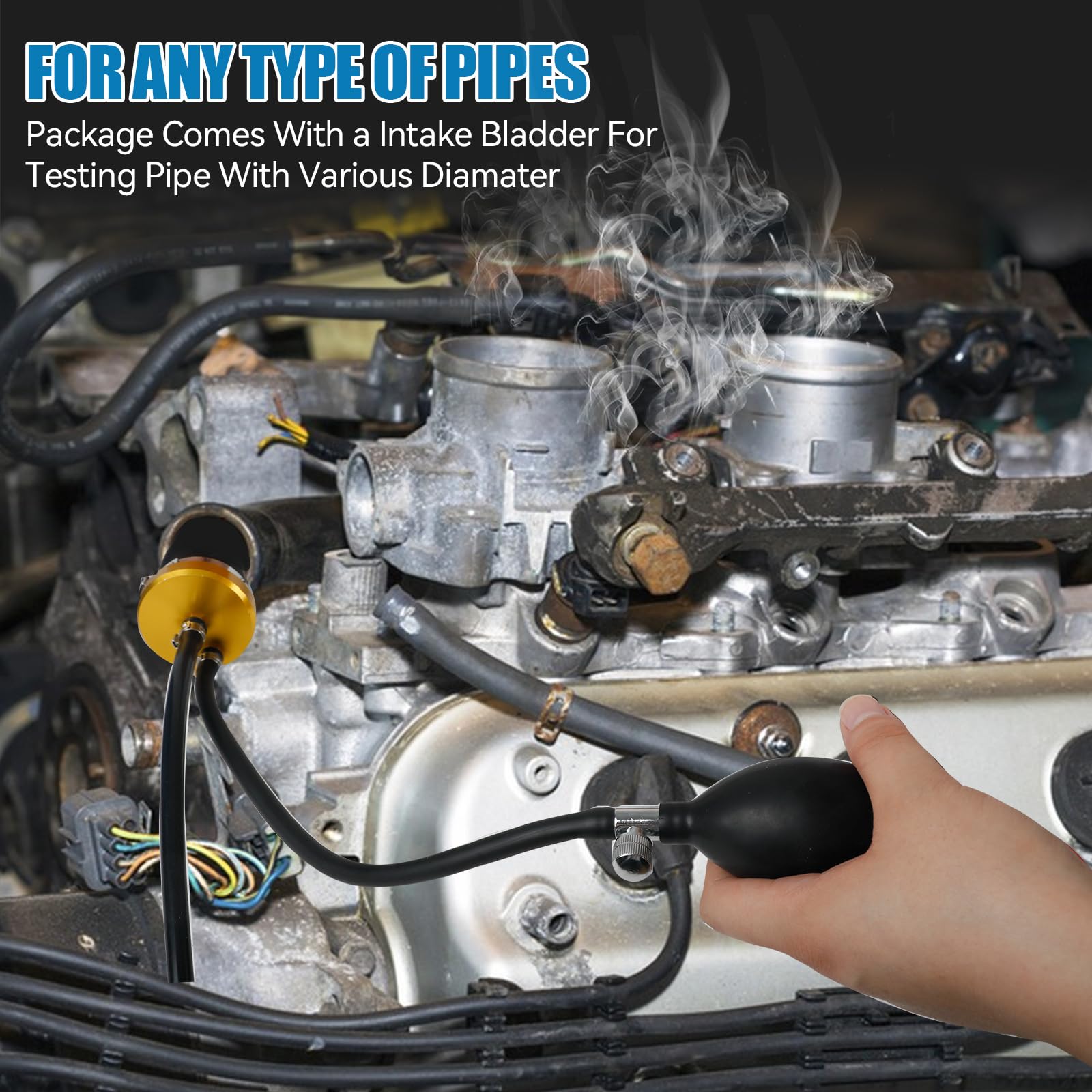 Detector de fugas para máquina de humo de coche, máquina de niebla automotriz, comprobador de fugas de combustible de CC de 12 V con bomba integrada y gancho de detección de fugas de vacío para vehícu
