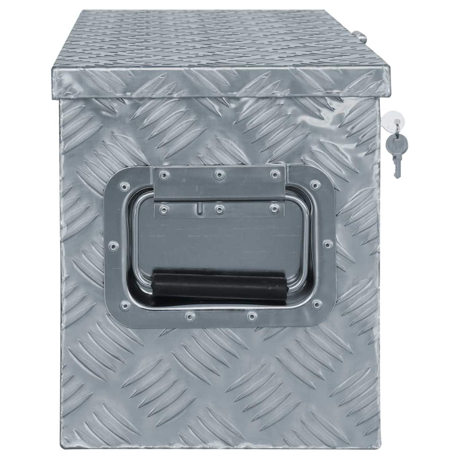 Caja de Aluminio Grande Almacenaje Multiusos Caja para Herramientas Grande Almacenaje Box 80x30x35 cm Plateada