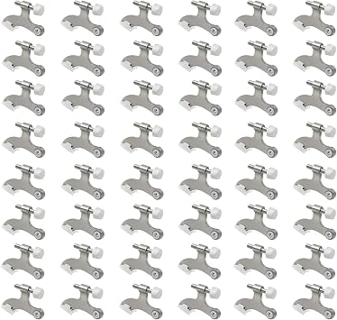 48 Pack Hinge Pin Brushed Nickel Door Stopper, Adjustable Heavy Duty Hinge Pin Door Stop with Rubber Bumper Tips