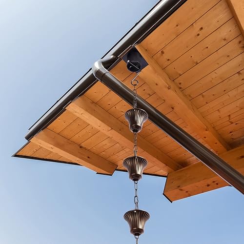 Miniatura 7 de Aseneat Juego de cadenas de lluvia de 8.5 pies, no se oxidan, cadenas de lluvia de hierro forjado para canaletas con adaptador para drenaje y estaca