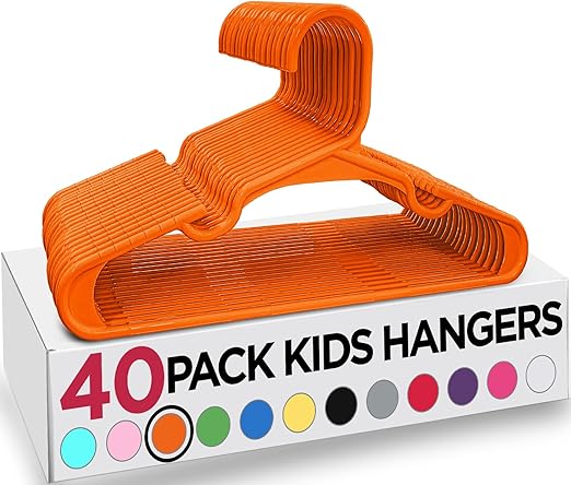 Utopia Home 40 Pack Kids Hangers - 11.5 Inch Plastic Baby Hangers for Closet - Childrens Hanger for Clothes & Infant Hanger for Closet - for Everyday Standard Use (Orange)
