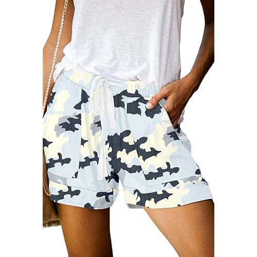 KISSMODA Womens Summer Shorts Leopard/Camo/Solid/Floral Print Elastic Waist Pocketed Casual Pants