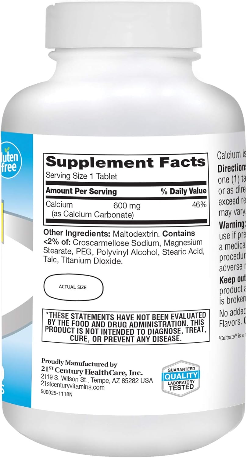 21st Century Calcium Supplement, 600 mg, 400 Count : Health & Household