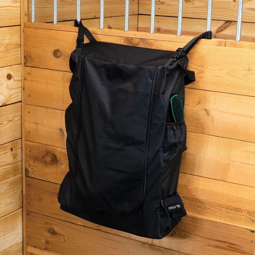 Dura-Tech Stall Front Organizer Bag | Color Black | Great for Shows or at Home | Total of 3 Shelves | Ideal for Horse Boots, Grooming Supplies | Secure and Stable | Dust-Free Zip Flap
