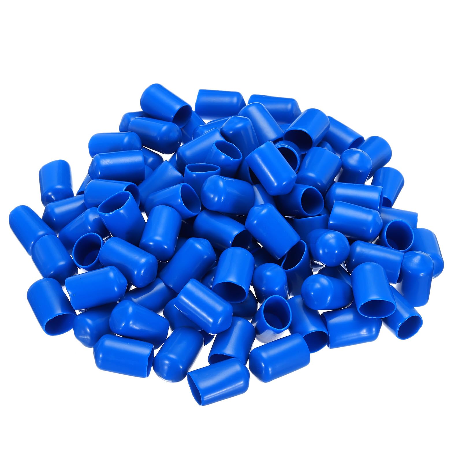 uxcell 100pcs Rubber End Caps 13mm(1/2") ID Vinyl PVC Round Tube Bolt Cap Cover Screw Thread Protectors Blue
