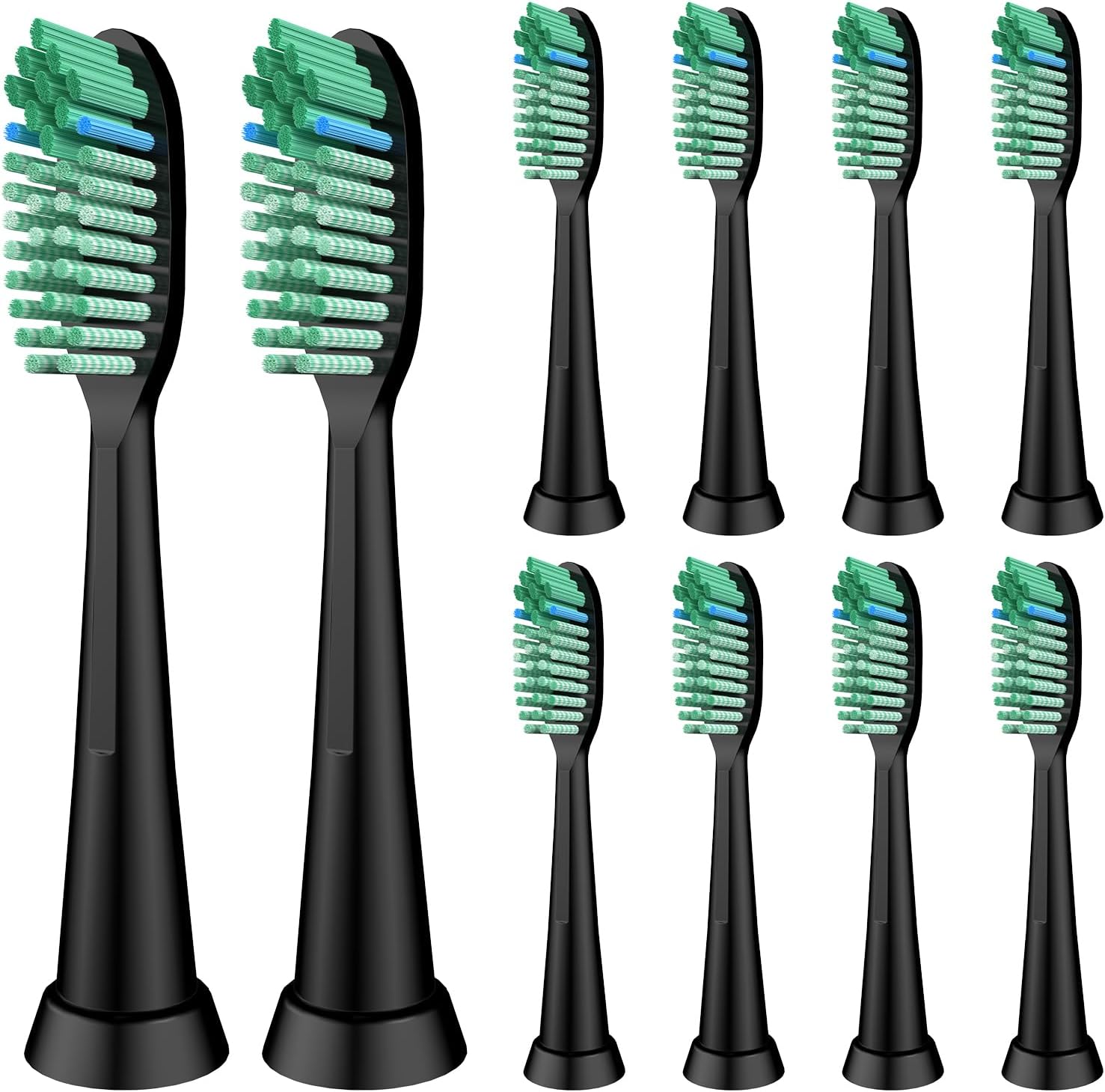 Toothbrush Replacement Whitening Heads Compatible with TAO Clean Sonic Electric Toothbrush - Brush Heads Refills, Medium Bristles, Black