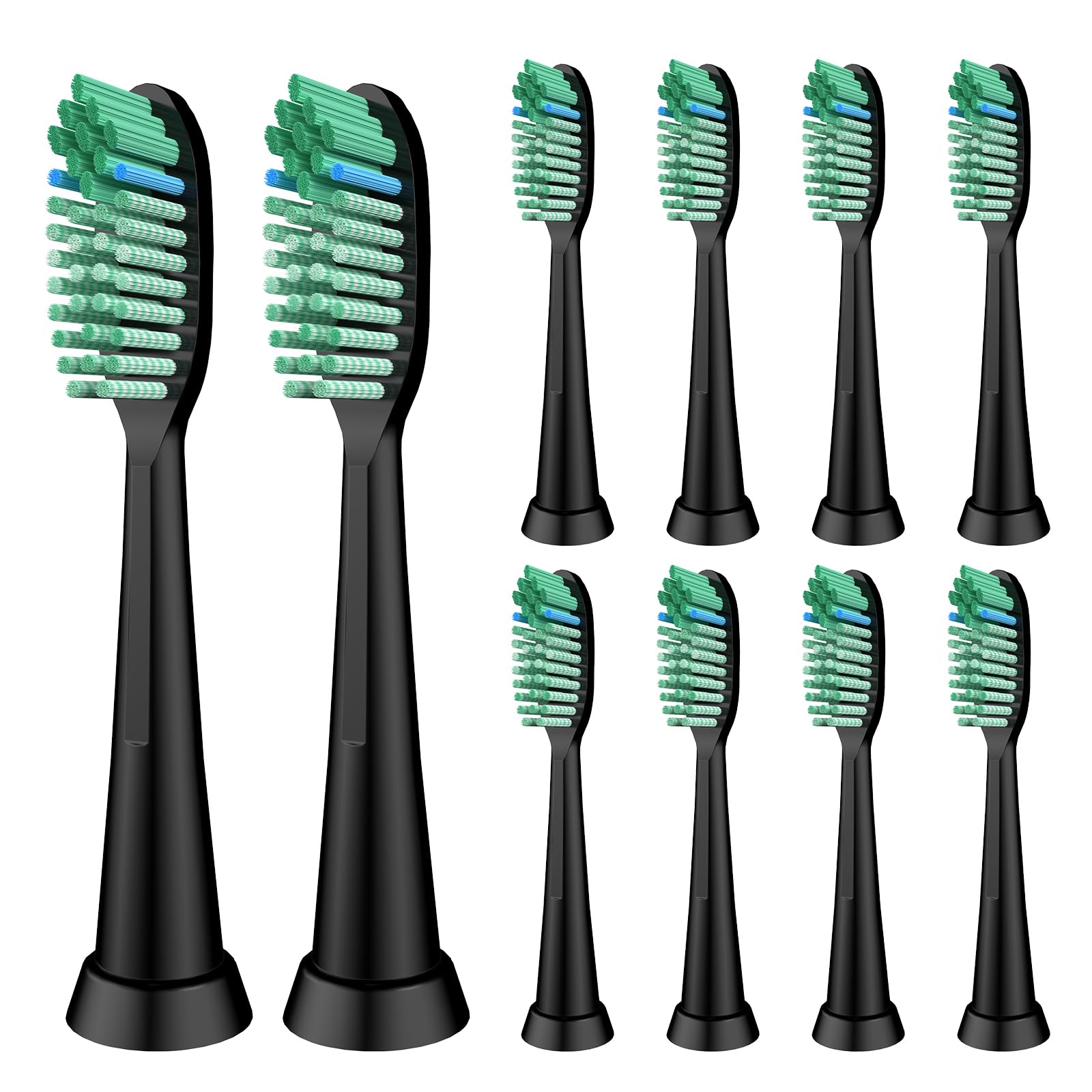 Photo 1 of Toothbrush Replacement Whitening Heads Compatible with TAO Clean Sonic Electric Toothbrush - Brush Heads Refills, Medium Bristles, Black