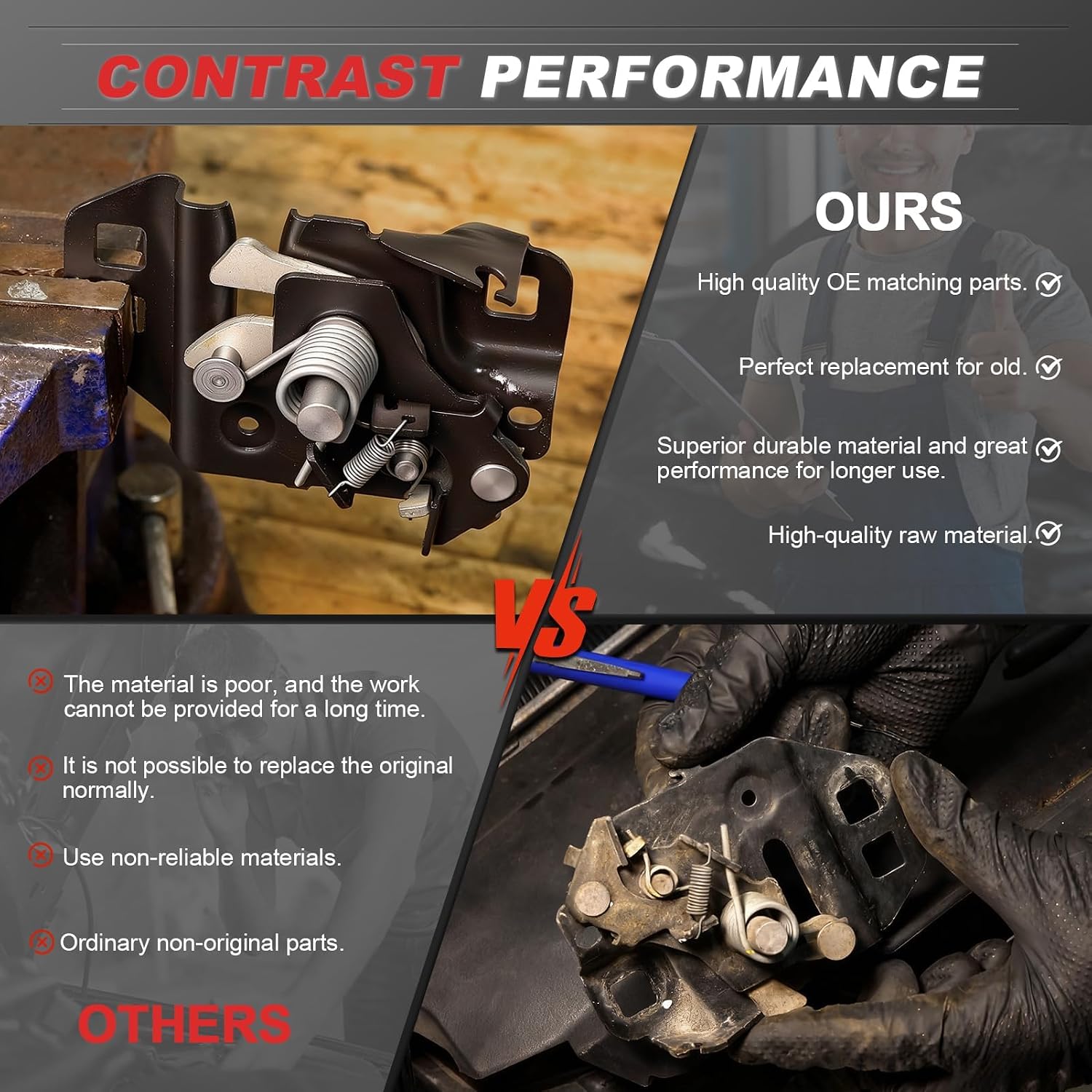 2PCS Front Hood Latch Assembly for Fusion 2013-2020, Driver & Passenger Side, Direct Replacement Hood Lock Latch, Secure Hood Closure, Easy Installation, Replaces DS7Z16701A DS7Z16701B