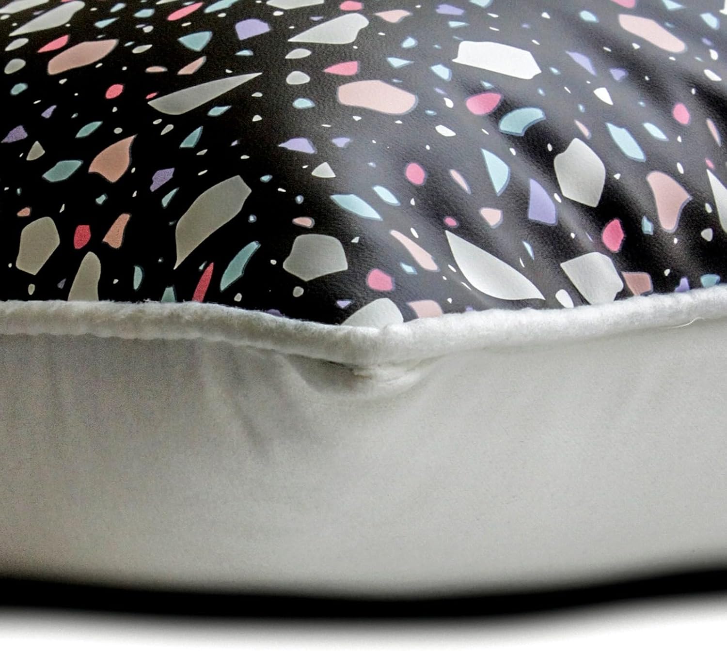 The HomeCentric Decorative Black 12"x16" (30x40 cm) Lumbar Pillow Cover, Faux Leather Printed & Terrazo Oblong Pillow, Abstract Pattern Modern Style - Terrazo Fun Black