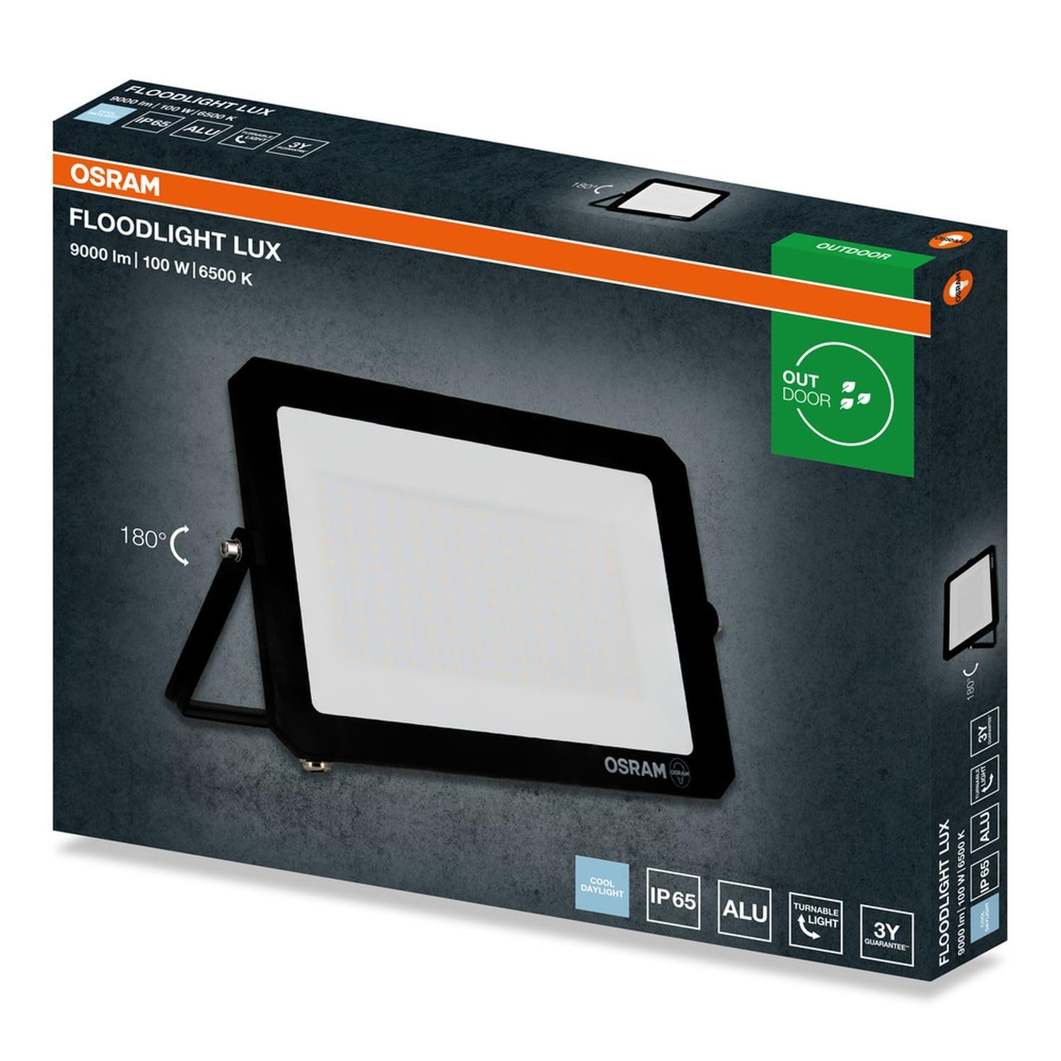 Licht-Erlebnisse LED Außenstrahler Aluminium Schwarz 6500 K IP65 Außen schwenkbar Hauswand Hof Einfahrt L:30 cm Flutlicht Haus