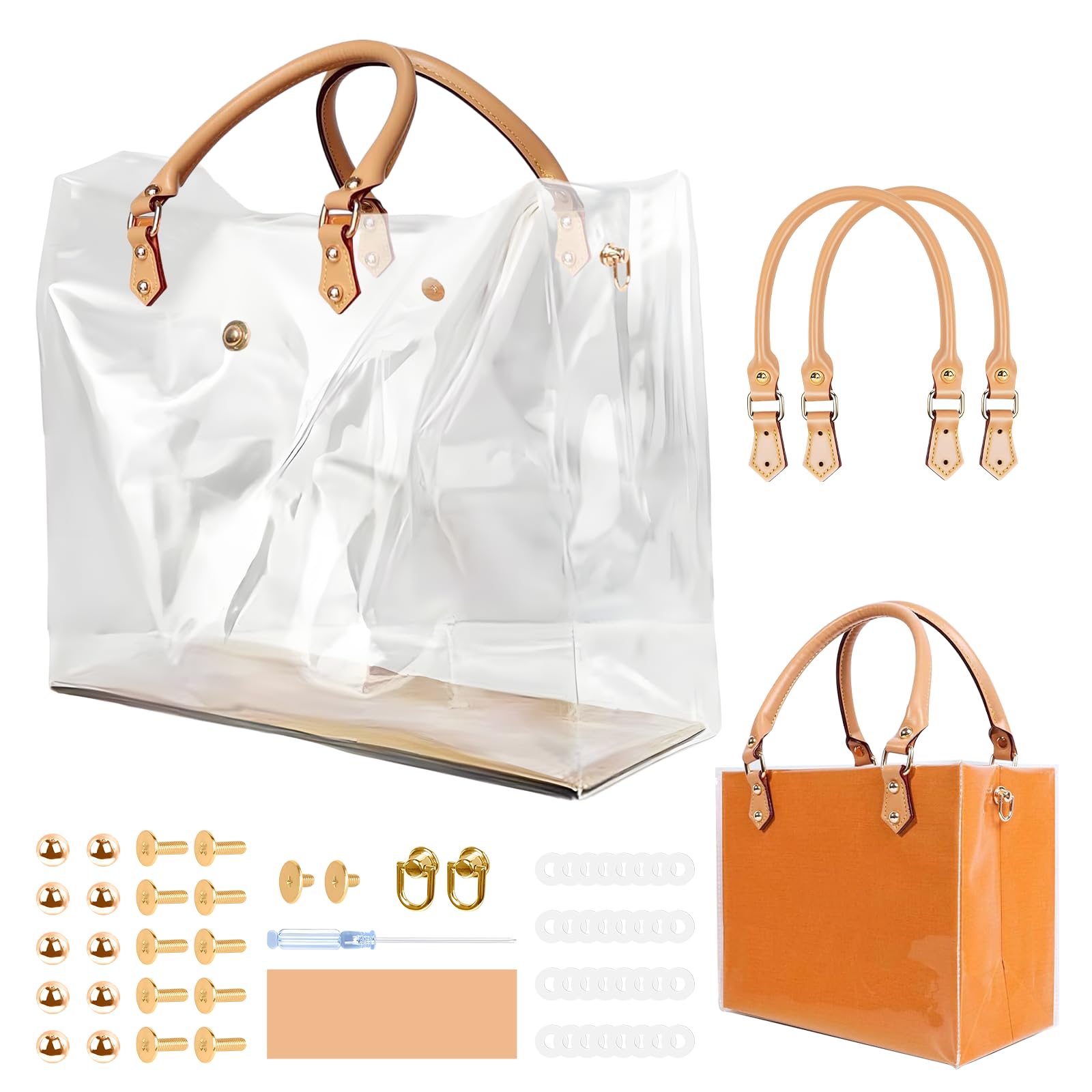 Orifesio Borsa trasparente, kit fai da te per realizzare tote in PVC, borsa da trasporto trasparente, set di borse fai da te, accessori per borse regalo fatte a mano (D)