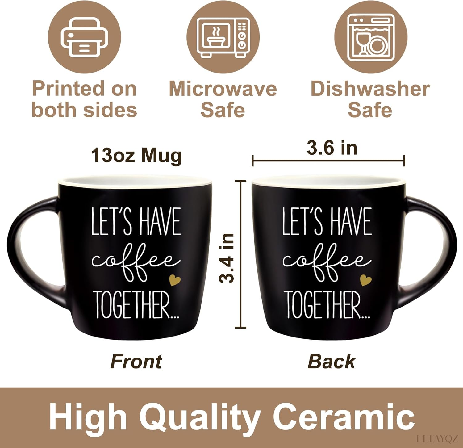 Let's Have Coffee Together Coffee Mug Set Gift for Couple, Ceramic Engagement Wedding Anniversary Mug Gifts for Couple, Bride and Groom Newlywed Bridal Shower, Mr and Mrs, Valentine’s Gifts-21 - Image 2