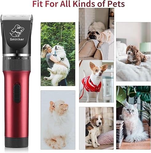 Miniatura 6 de Sminiker Cortadoras de caballos de bajo ruido, kit de aseo inalámbrico recargable para mascotas con bolsa de almacenamiento, 5 velocidades, kit