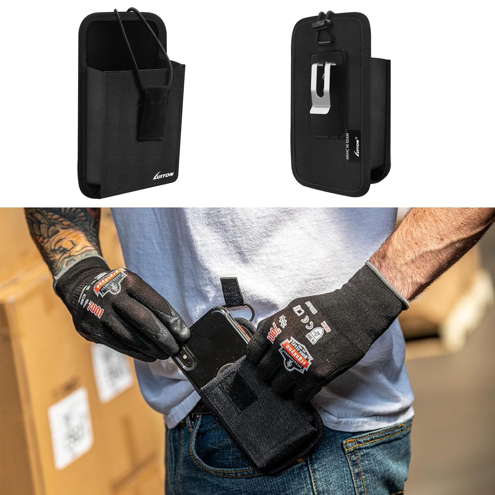 Zebra TC77 TC70 Étui de transport compatible avec Zebra TC75, TC70x, TC70, TC72, TC77, étui de scanner avec clip et boucles de ceinture (plus avec corde)