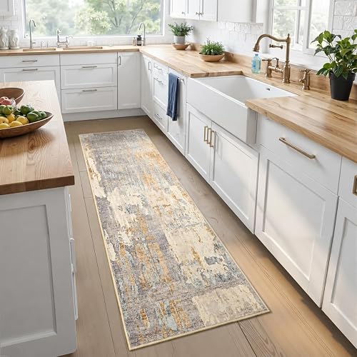 Toneed Washable 2x6 Non-Slip Abstract Runner Rug