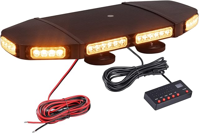 PROZOR Car Beacon Light with E57 Certification Car Roof Light 21 Modes 48 LED Magnetic Emergency Bar 5M Strobe Light 48W Amber Warning Light 12V 24V Warning Beacon For Car Truck etc