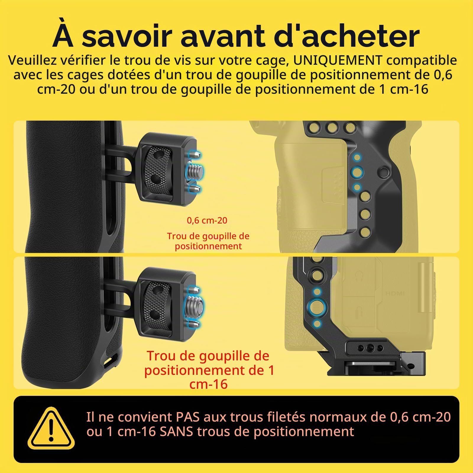 SMALLRIG Poignée Latérale avec Vis de Positionnement (2 en 1), Réglable Haut/Bas de 36mm, Universelle Gauche/Droite, Poignée Ergonomique pour Cages de Caméra et L Bracket - 4346