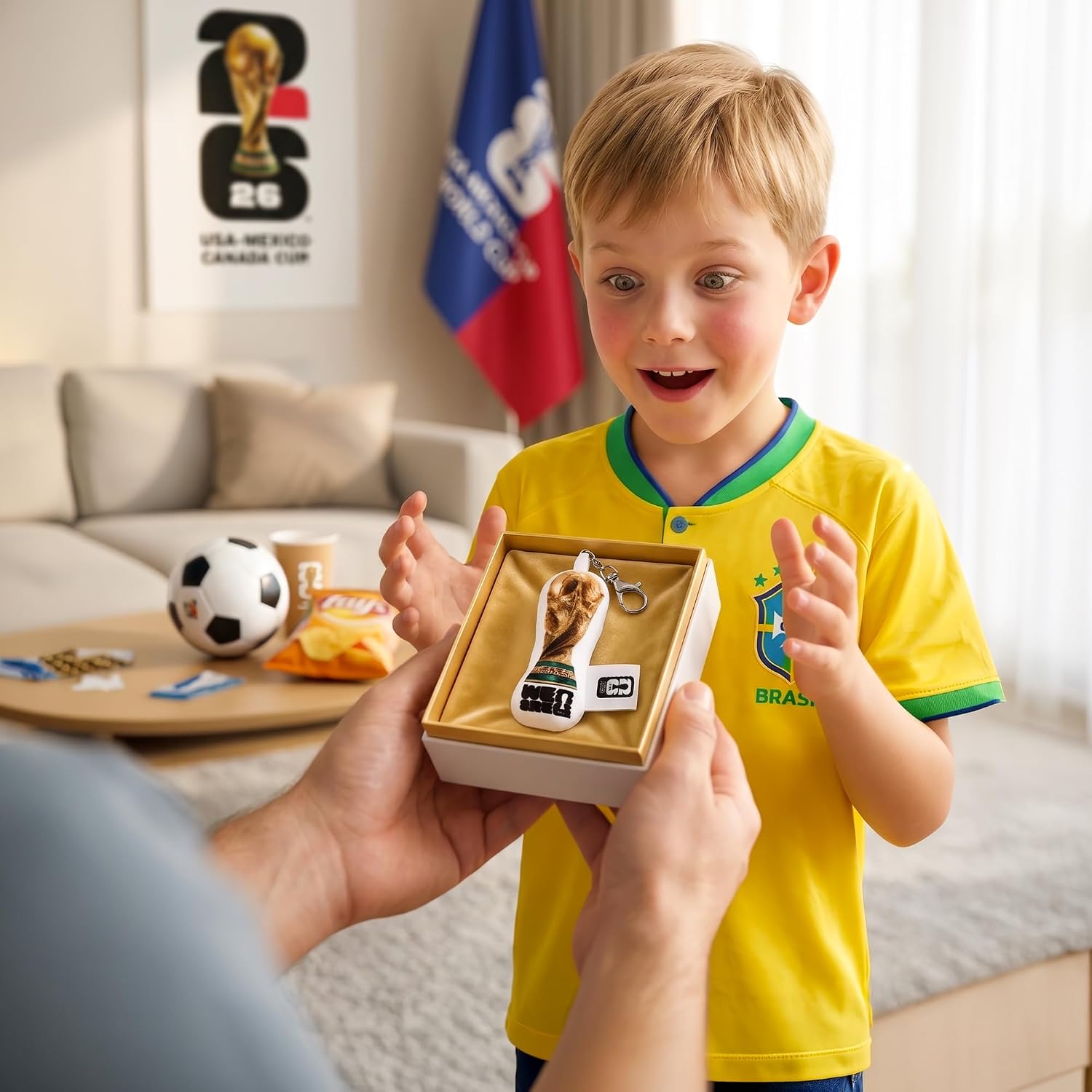 MESUCA FIFA 2026 World Cup Trophy Backpack Charm, 4.7 in Mini Plush Stuffed Trophy Pendant, Soccer Fan Bag Decoration Collectible, Official Licensed Football Souvenir Ornament for Fans Kids Adults image 3