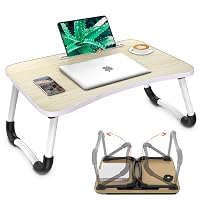 Avilia Tavolino da Letto Pieghevole 60x40cm in Bambù, Supporto PC e Tablet