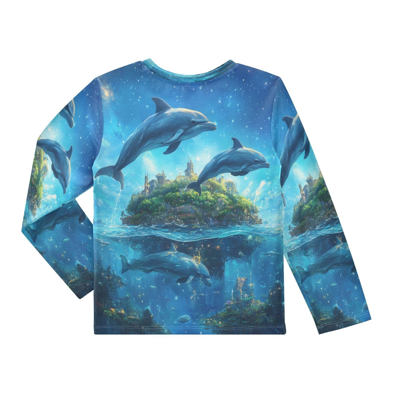 Blue Dolphin Island Boy's Rash Guard Swim Shirt Long Sleeve Sun Shirt for Kids Toddlers UPF50+ 4T
