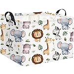 HIYAGON Rectangular Woodland Animal Basket Baby Storage Basket Storage Bin Organizer Box Animal Room Decor(Animal Basket)