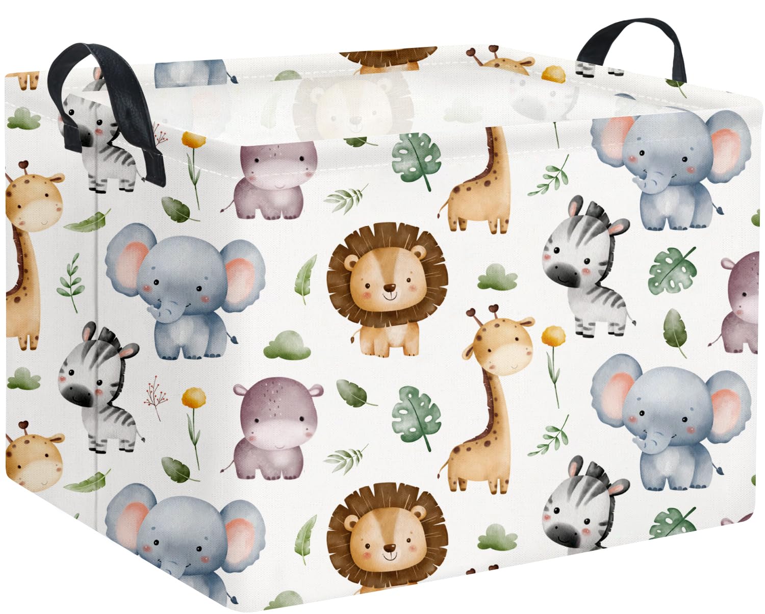 HIYAGON Rectangular Woodland Animal Basket Kids Baby Storage Basket Toy Storage Bin Organizer Box Animal Room Decor(Animal Basket) โ image 1