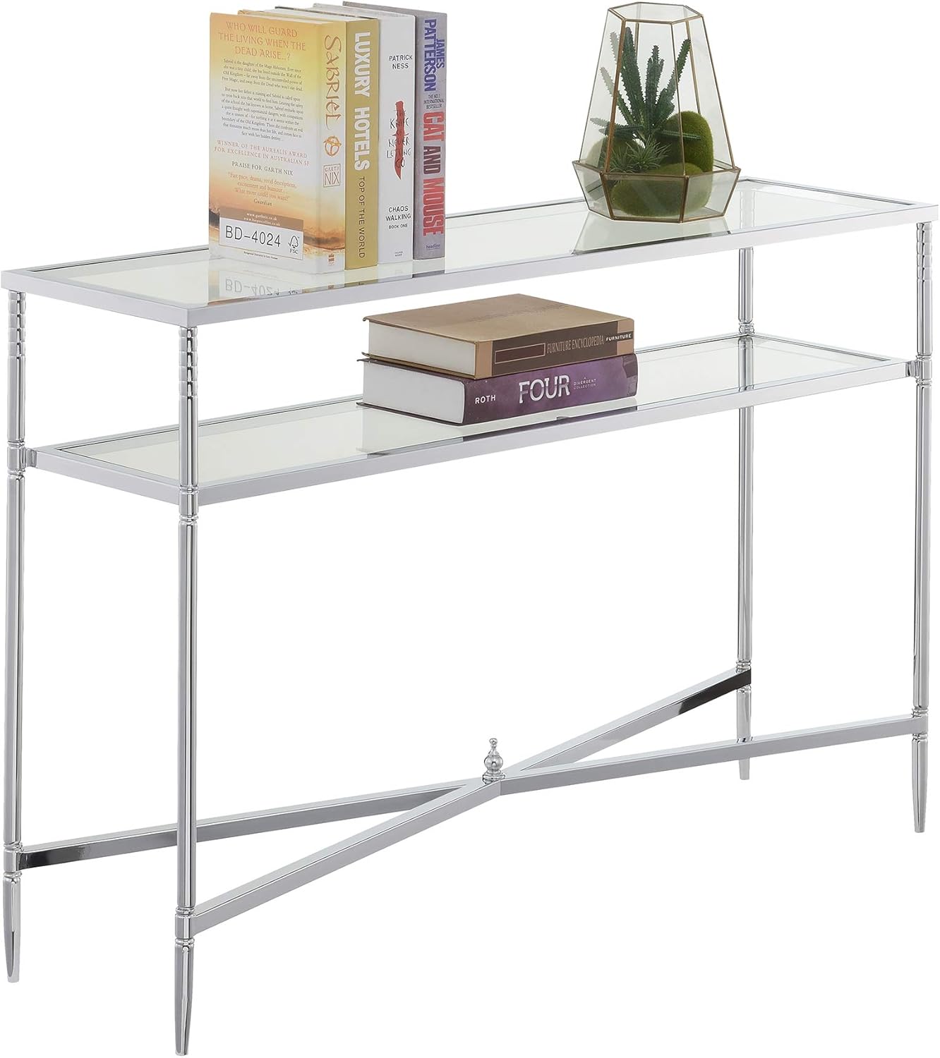 Convenience Concepts Tudor Console Table, Clear Glass/Chrome