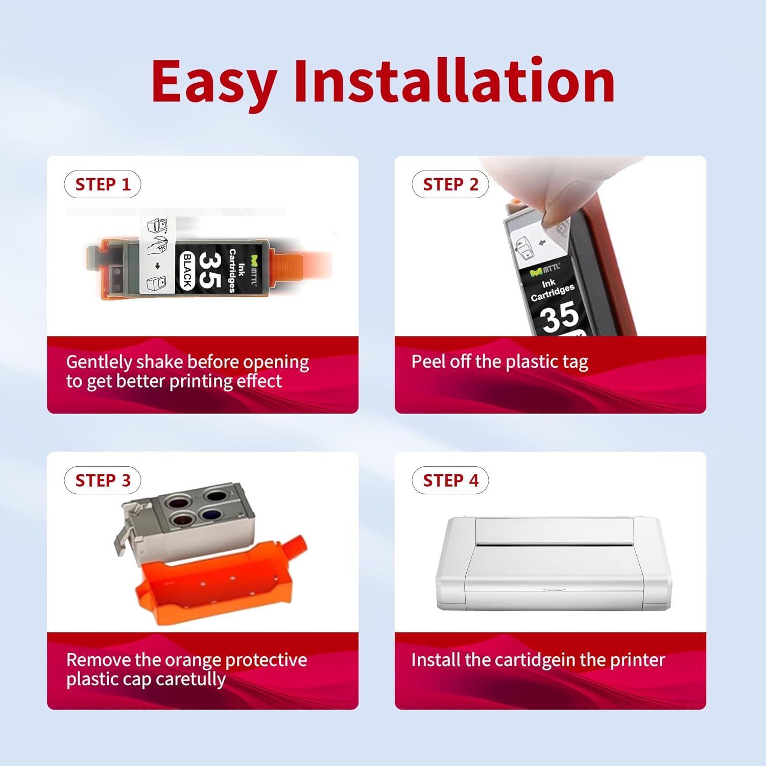 PGI-35 CLI-36 Ink Cartridges (2-Black, 1-Color) Replacement for Canon 35 36 Ink Cartridges for with PIXMA IP100 IP110 TR150 TR160 Mini260 Mini320 Printers