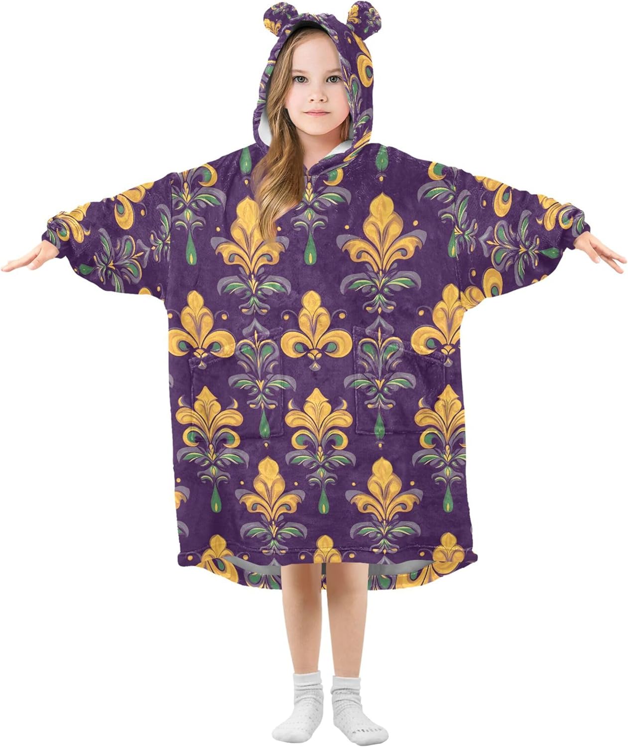 Brazil Mardi Gras Carnival Party Kids Wearable Blanket Hoodie and Sleeves for Toddlers, Cute Hoodies Girls B0403771