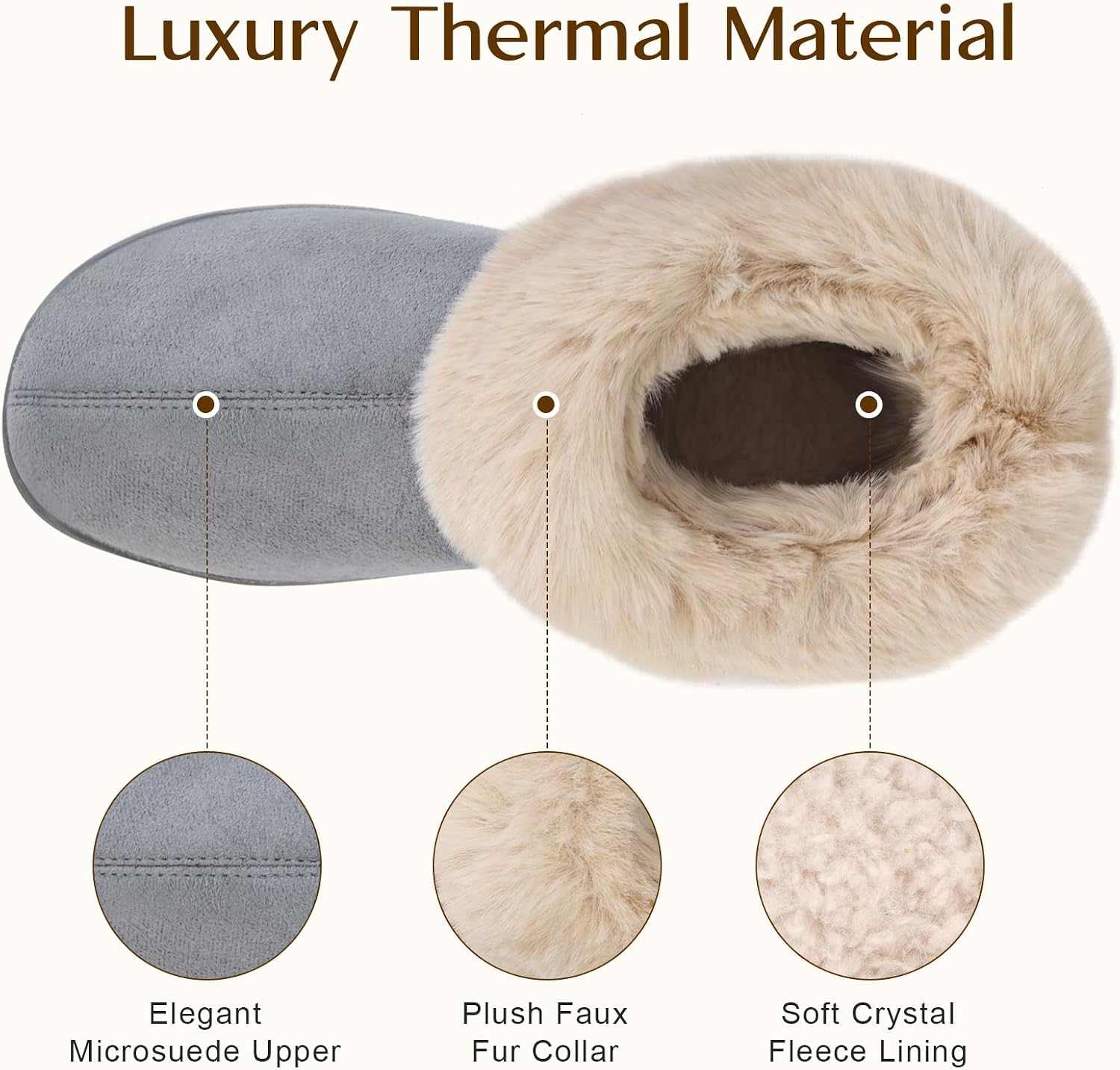 Women's Microsuede Bootie Slippers Warm Winter Memory Foam House Shoes for Indoor Outdoor image 3