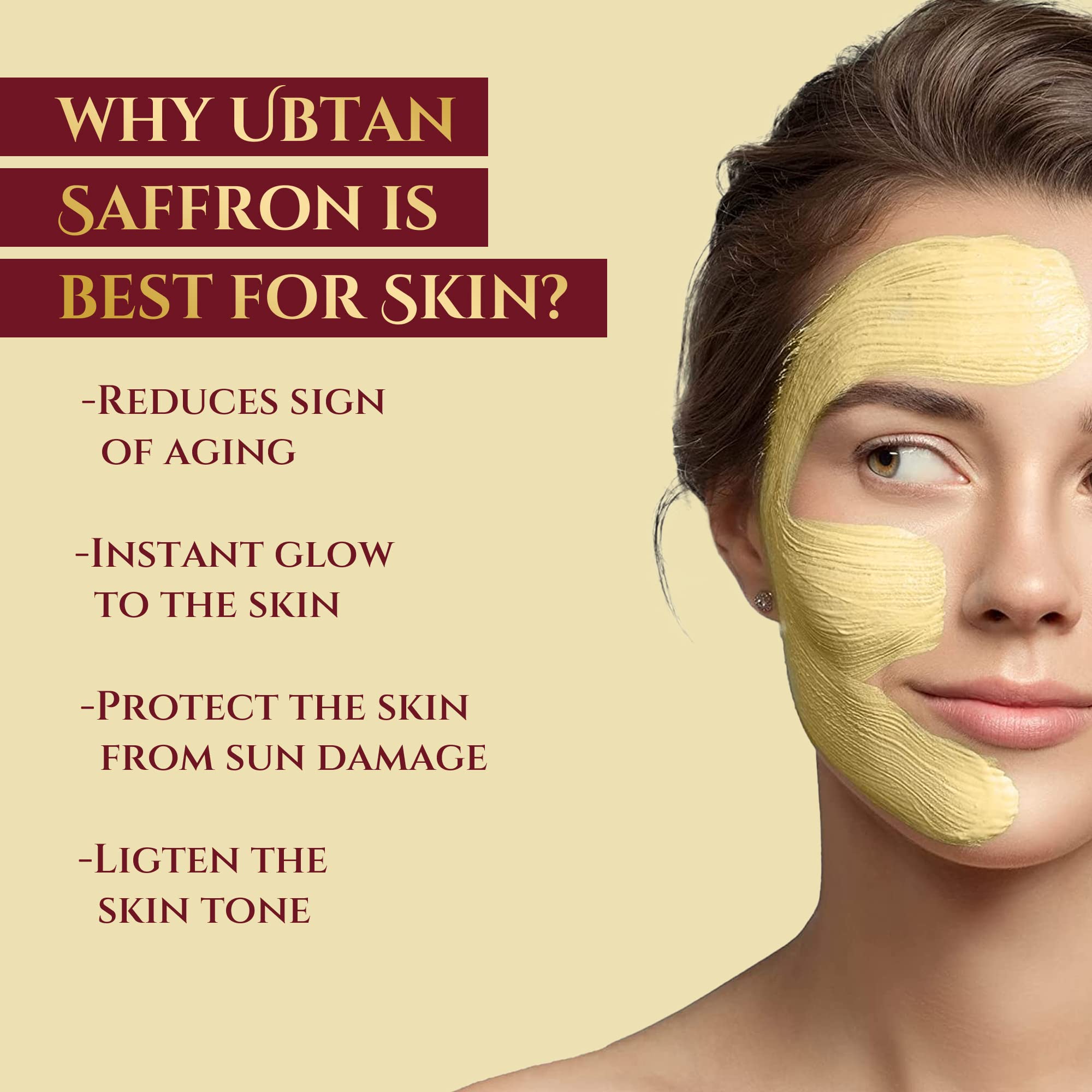 Indus Organics Ubtan Saffron Face Pack/Face Mask for Glowing Skin, detan pack for tan removal & Hyperpigmentation, Dark Spots & Radiant Complexion |100 ml | 2