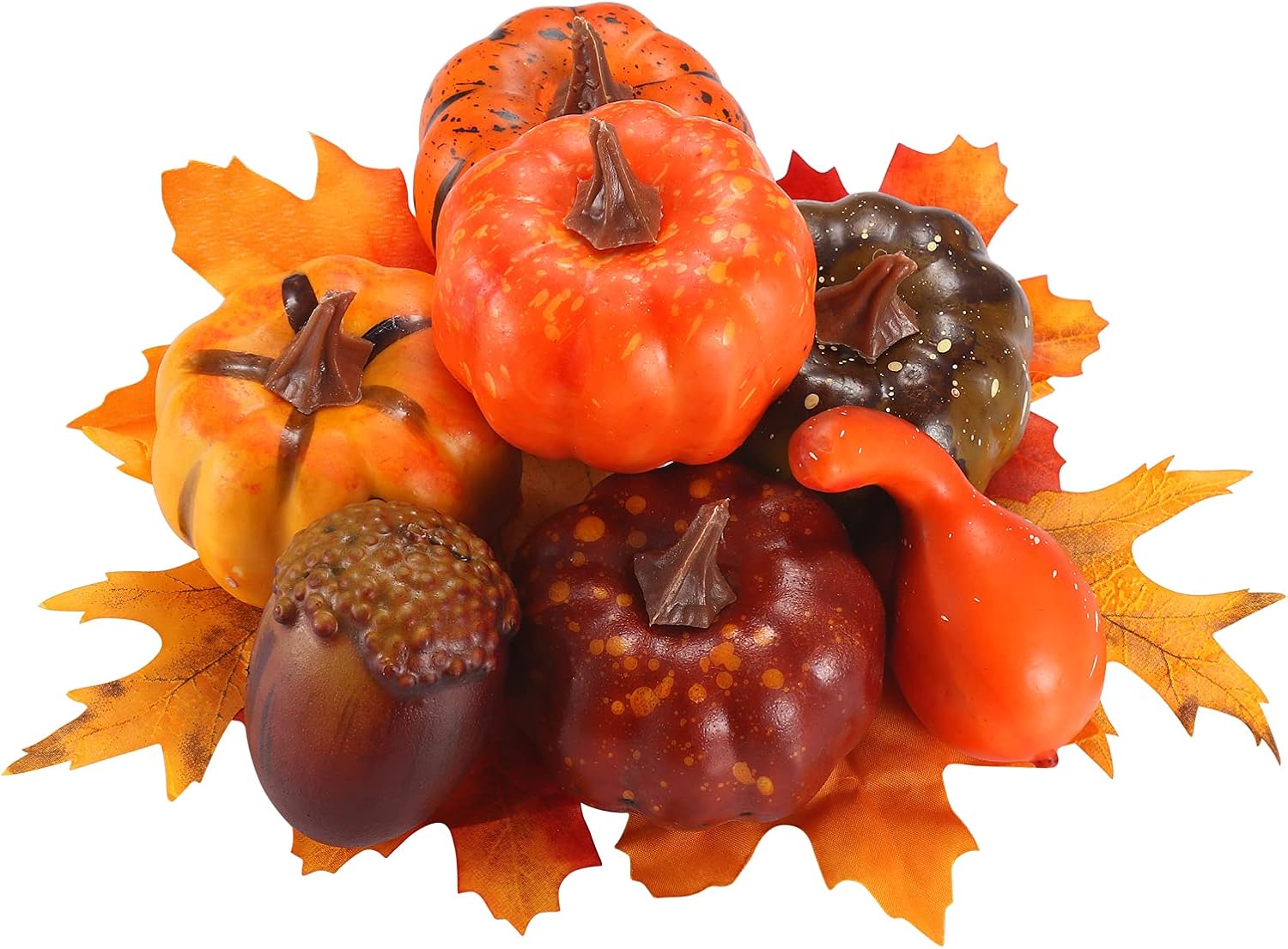 Hooami 秋の装飾 どんぐり 松かさ 紅葉 リアルなカボチャ フェイクパンプキン もみじ 造花 ハロウィーン 装飾 クリスマス ツリー飾り 森系 シミュレーション 置き物 食品サンプル 偽物果物 飾り物 コレクション 写真 撮影 ホーム パーティー 小道具 日本未発売