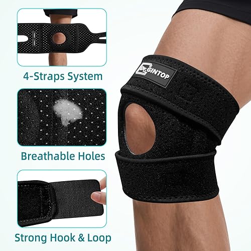 Miniatura 4 de Rodillera para hombres y mujeres con almohadilla de rótula y estabilizadores laterales, soporte de rodilla de rótula abierta para aliviar el dolor