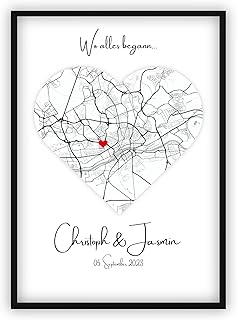 dockyardos® Personalisierbares Koordinaten Poster „Wo alles begann“ | Geschenk für Paare, Freundin oder Frau | Individuelles Wandbild zum Jahrestag, Valentinstag & Geburtstag
