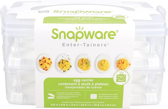 Snapware 2-Layer Snap N Stack Deviled Egg Carrier with Handle - Made in USA