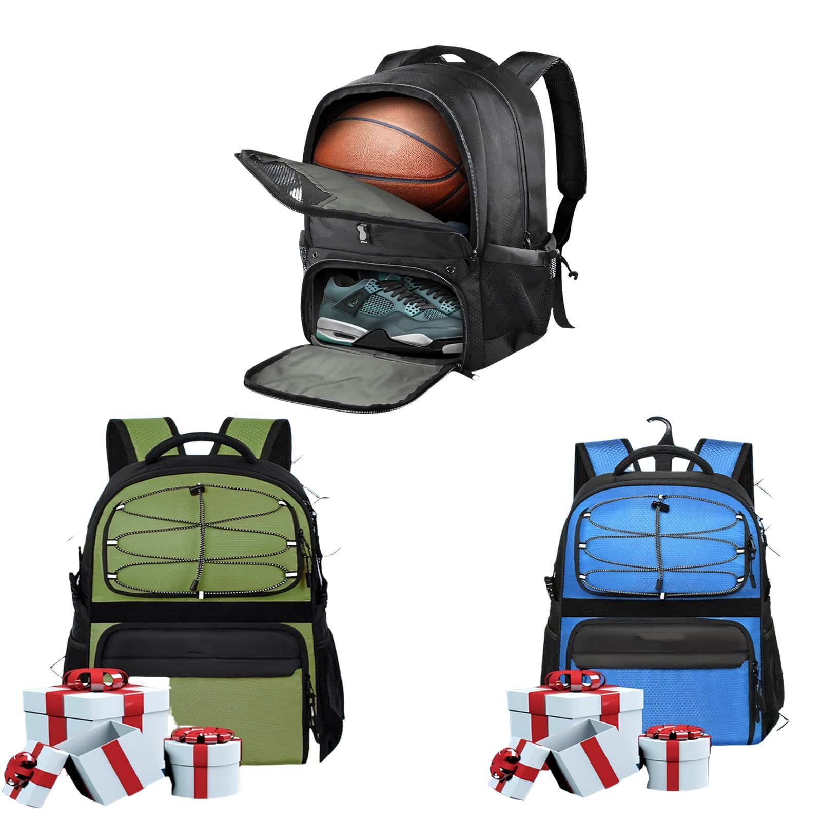 Zaino sportivo regolabile con due spazi ampi per pallacanestro calcio e attrezzatura da allenamento Zaino sportivo professionale