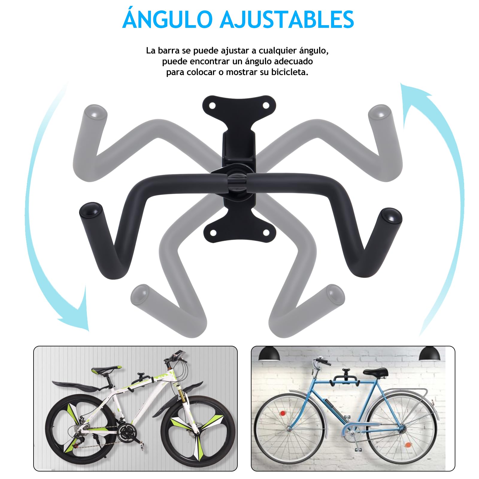 Soporte de Pared Plegable para Bicicleta de Carretera, Montaña y Híbrida - Colgador Bicicleta Pared para Garajes y Hogares Poweka (2 Piezas)