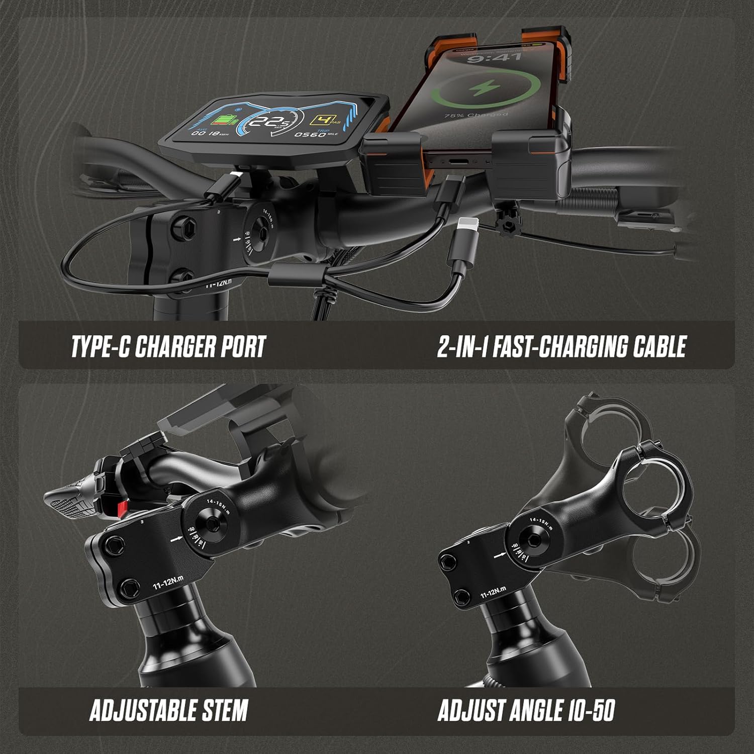 Peak 6000W Dual Motor Electric Bike,60V 1200Wh Battery & 110Nm Torque,Fast Ebike for Adults,Max 45MPH & 100-Mile Range,24" Fat Tire Full Suspension Electric Bicycle for Snow Commuter E-Bikes