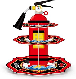 Zopeal 3 Tier Fire Hydrant Cupcake Stand Party Decorations Fire Truck Cupcake Holder Hydrant Birthday Dessert Stand Cake Holder For Birthday Party Supplies - View #11